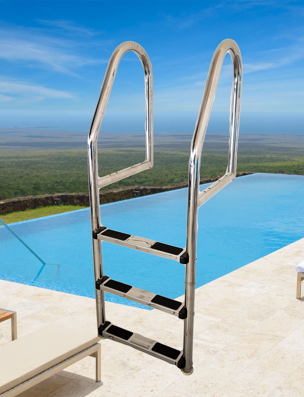 Stainless steel pool access ladder